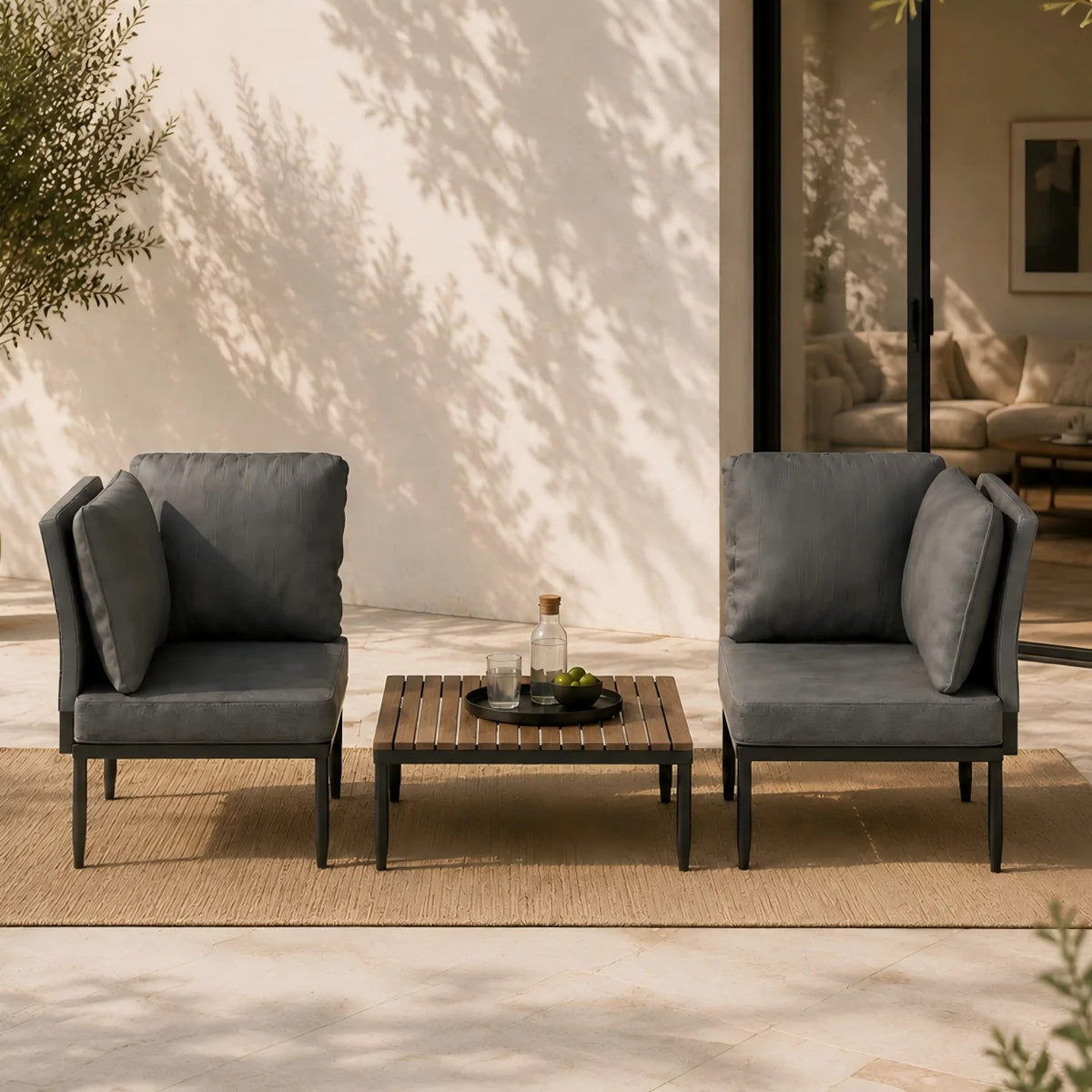 5-in-1 Patio Loveseat Set with Coffee Table