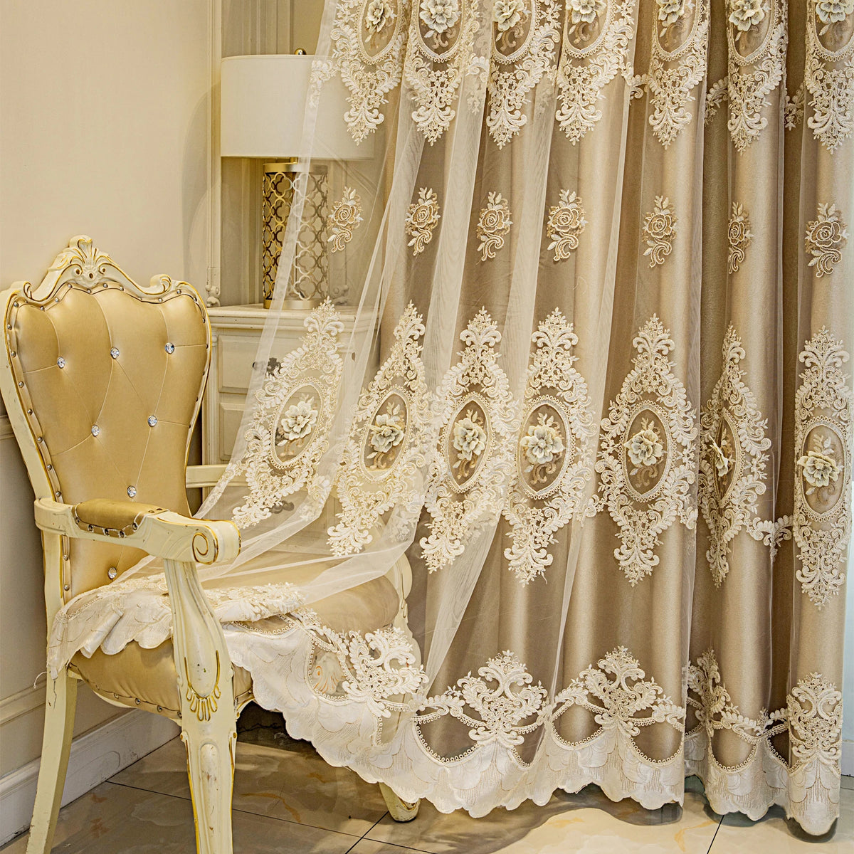 Embroidered Floral Blackout Curtains