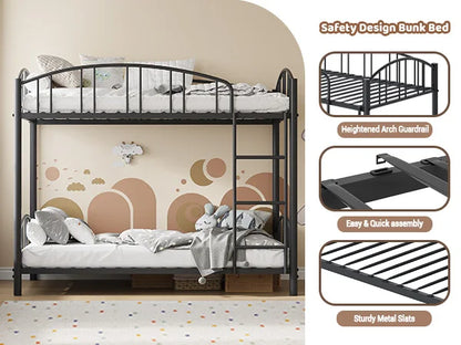 Cama de cama doble de metal con escalera