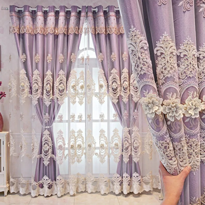 Embroidered Floral Blackout Curtains
