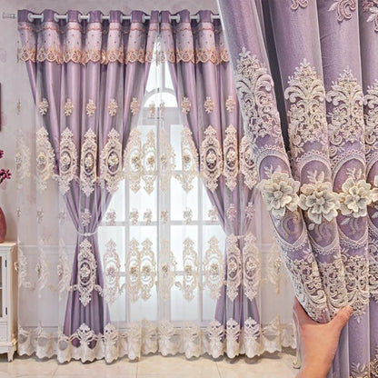 Embroidered Floral Blackout Curtains