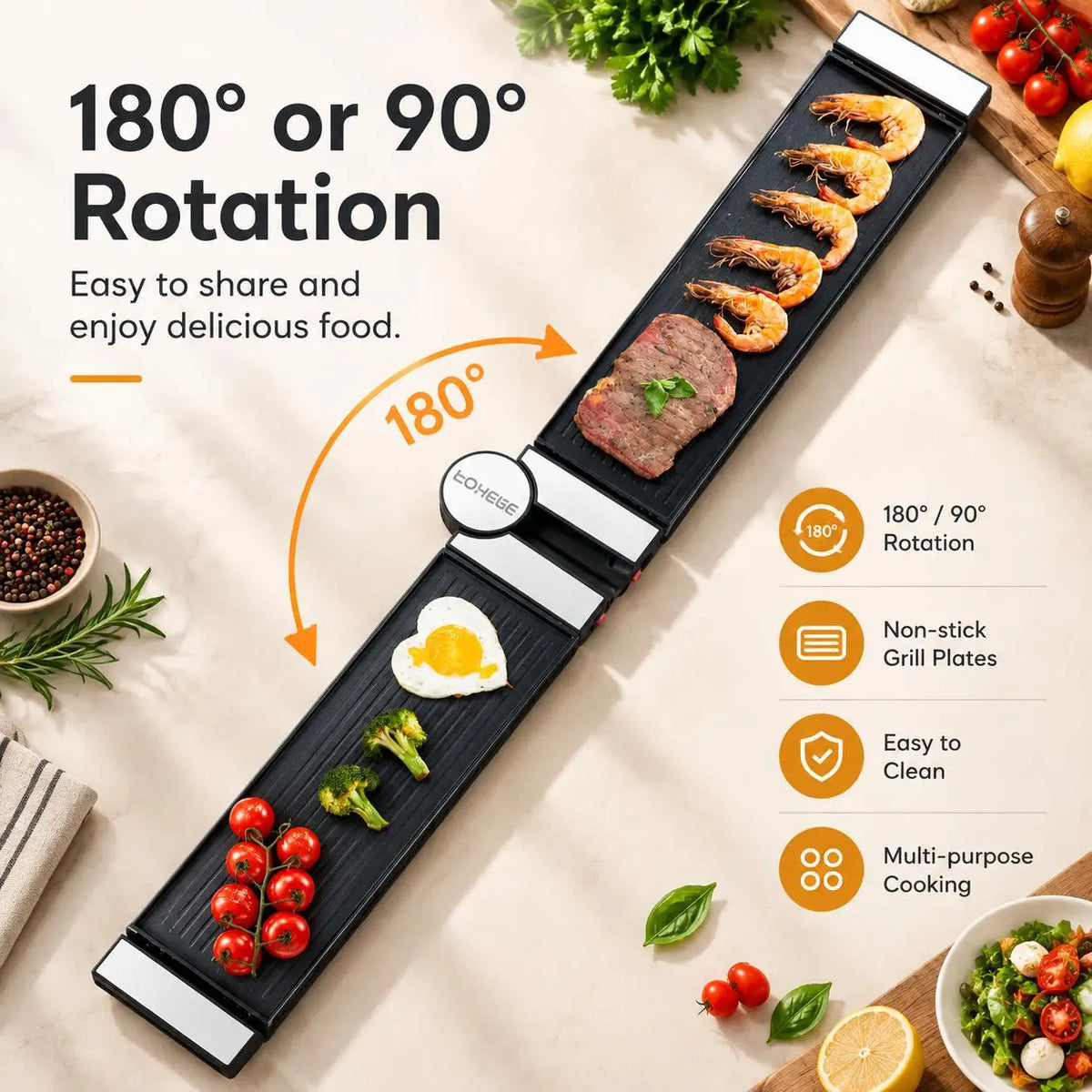 Rotating Raclette Grill with 8 Pans
