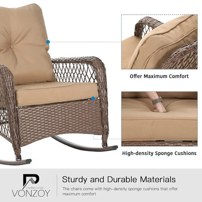 3-Piece Wicker Rocking Bistro Set