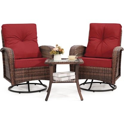 Swivel Wicker Chair and Side Table Set