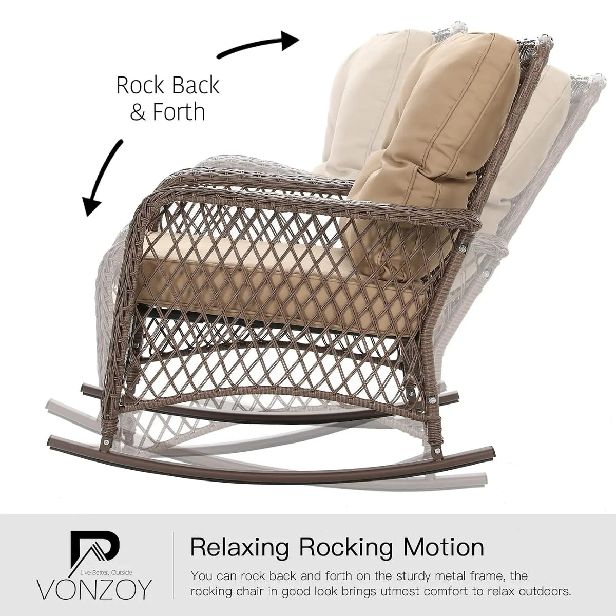 3-Piece Wicker Rocking Bistro Set