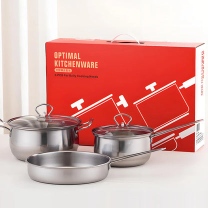 3-Piece Stainless Steel Cookware Set