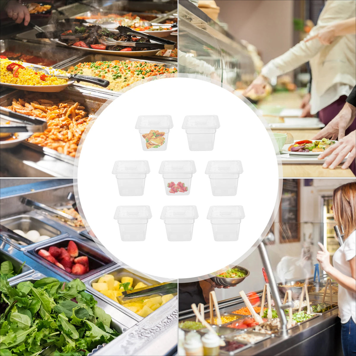 8-Pack Acrylic Food Storage Pans with Lids