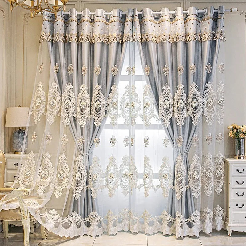 Embroidered Floral Blackout Curtains