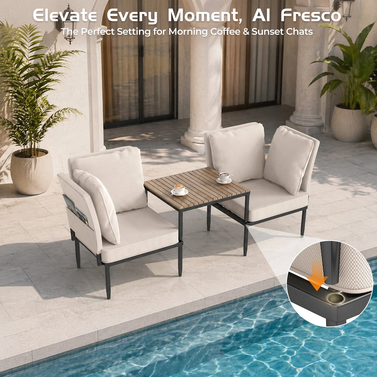 5-in-1 Patio Loveseat Set with Coffee Table