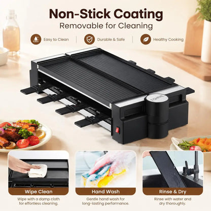 Rotating Raclette Grill with 8 Pans