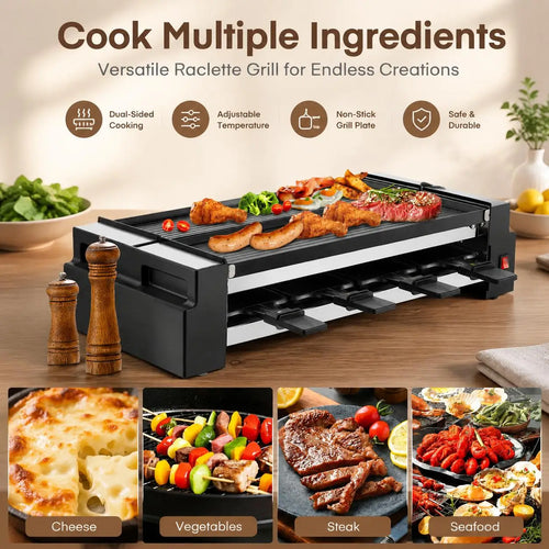 Rotating Raclette Grill with 8 Pans
