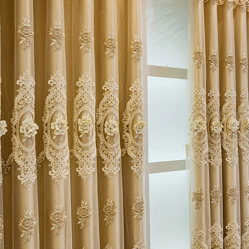 Embroidered Floral Blackout Curtains
