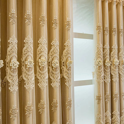 Embroidered Floral Blackout Curtains