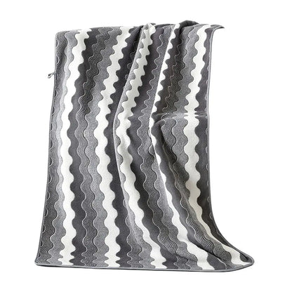 Oversized Striped Coral Fleece Bath Towel