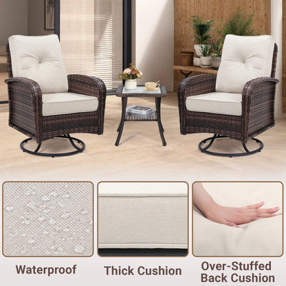 Swivel Wicker Chair and Side Table Set