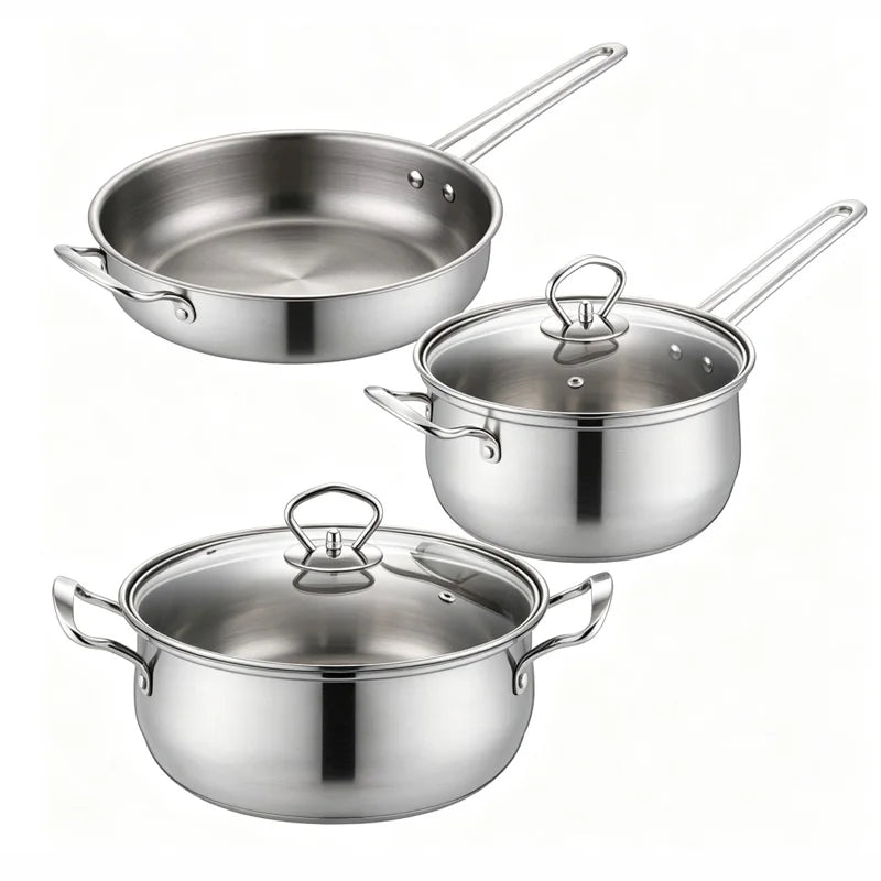 3-Piece Stainless Steel Cookware Set