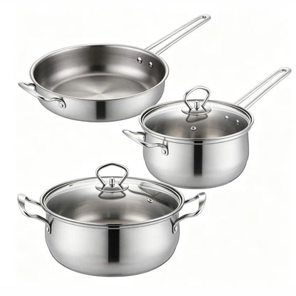 3-Piece Stainless Steel Cookware Set