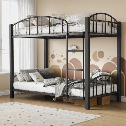 Cama de cama doble de metal con escalera