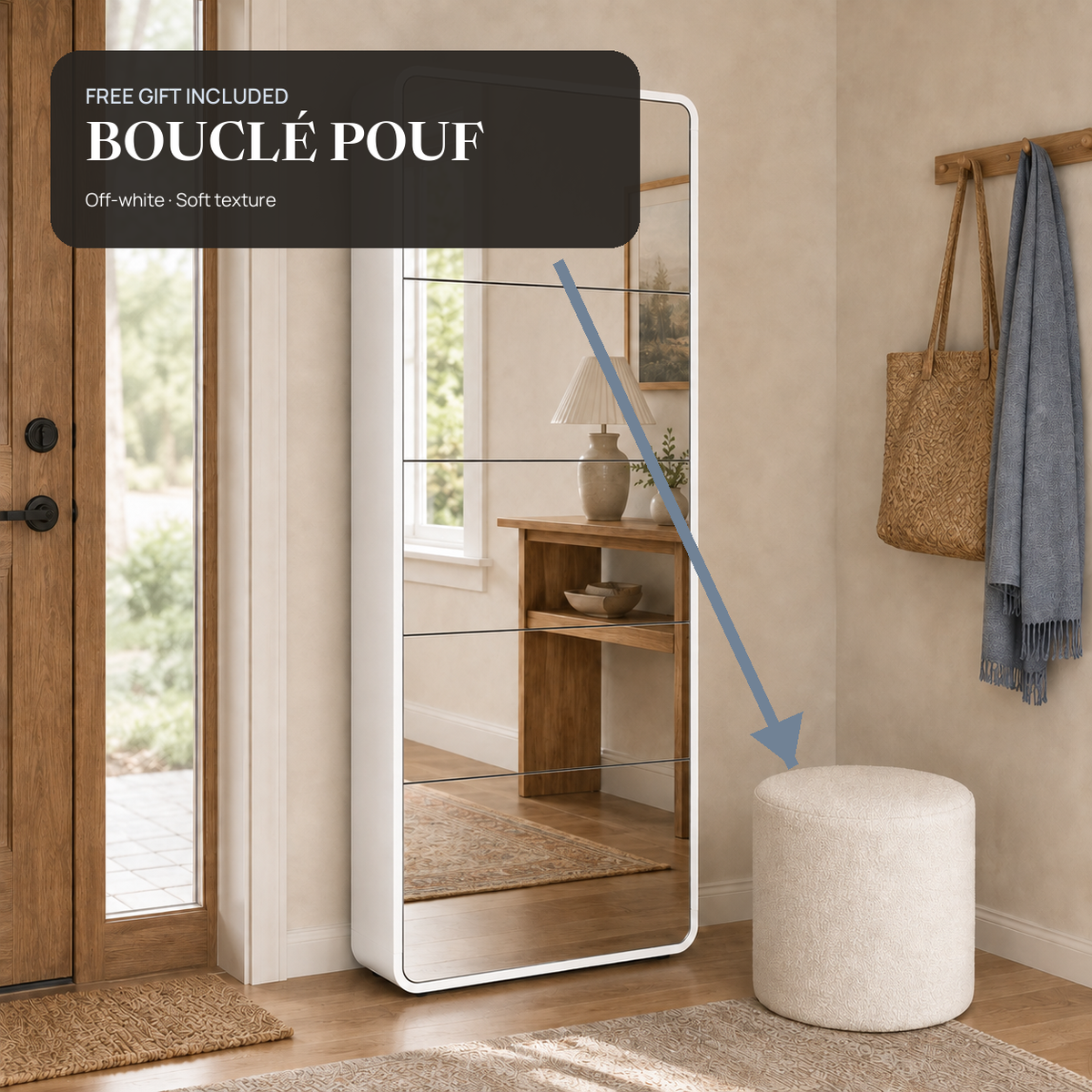 Free Bouclé Pouf gift included